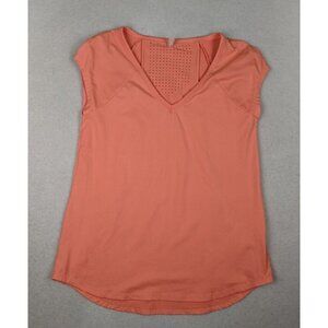 MTA SPORT - WOMEN'S CORAL ORANGE CAP SLEEVE ATHLETIC TOP - SIZE S